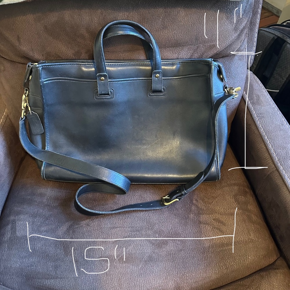 Coach black Briefcase with High-Quality Leather and Adjustable Strap